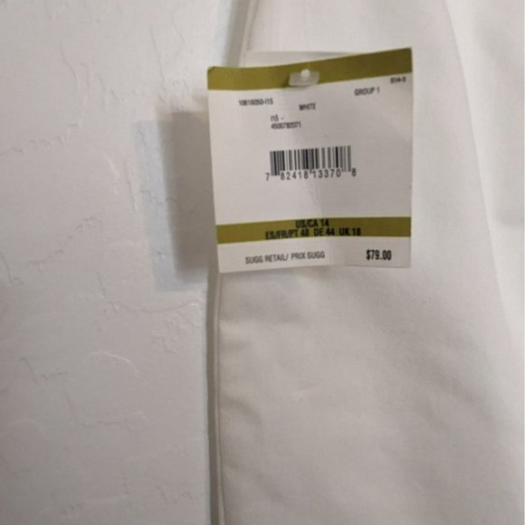 Anne Klein Womens 14 White Tapered Ankle Dress Pants Stretch Side Zip - Picture 4 of 5